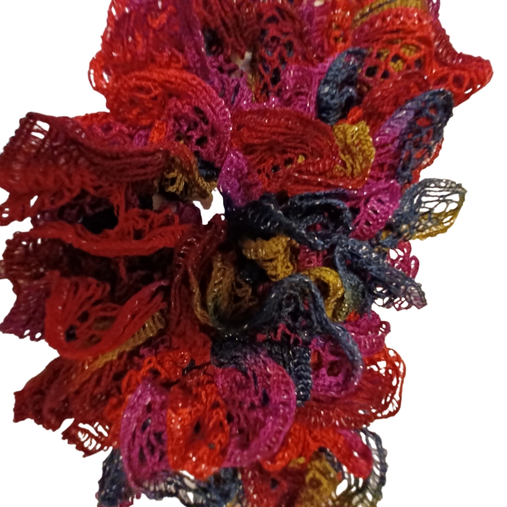 6 handknitted scarves multicolored